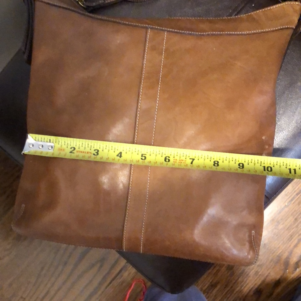 COACH Bleeker Legacy Signature Saddle Brown Leather Slim Duffle Crossbody Bag - Picture 12 of 15